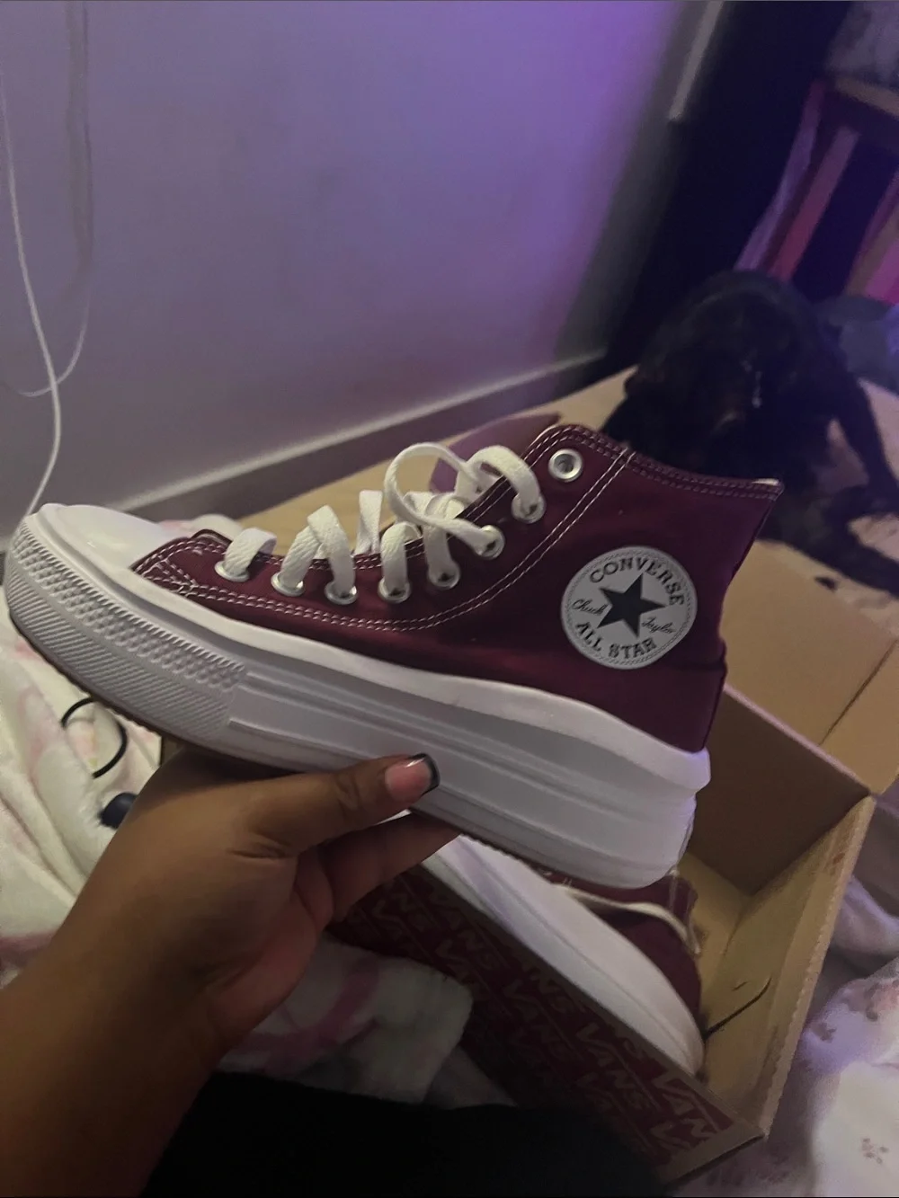 Converse Platform High Top Sneakers - Maroon and White